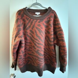 Ava & Viv Women's Zebra Pattern Sweater in Brown and Rust
